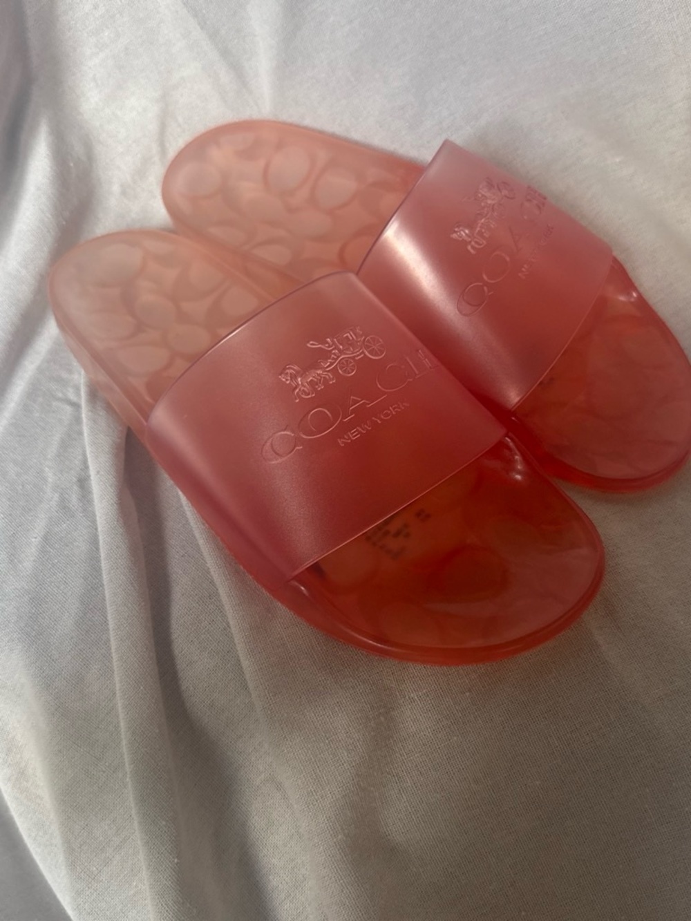 COACH Coral Pink Jelly Slide Sandals